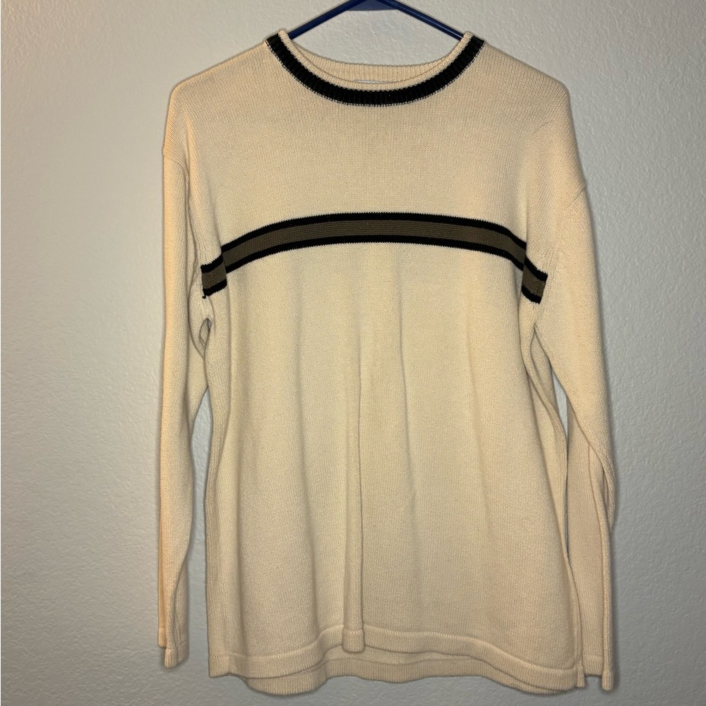 Old Navy Cream Long Sleeve Tee with Black Accents